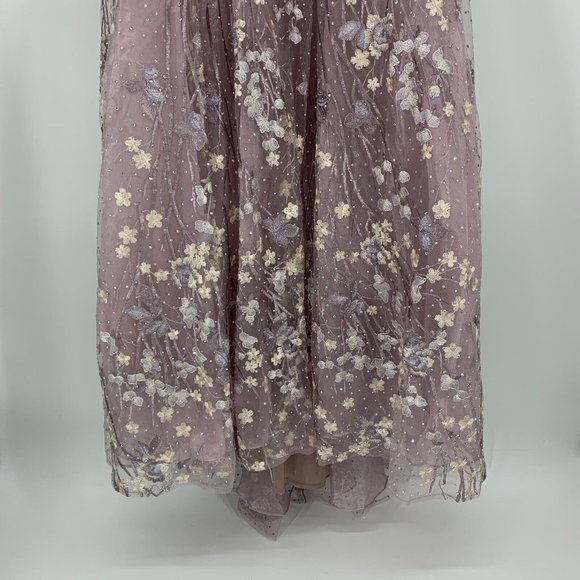 Mac Duggal Dress 20402 Floral Embroidered Long Sleeve Mesh Gown - Picture 9 of 16